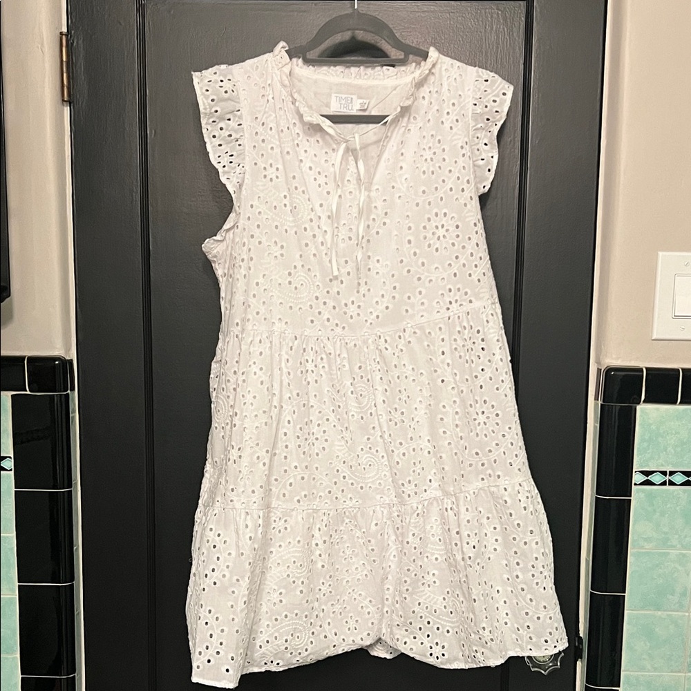 Time and Tru White Eyelet Midi Dress